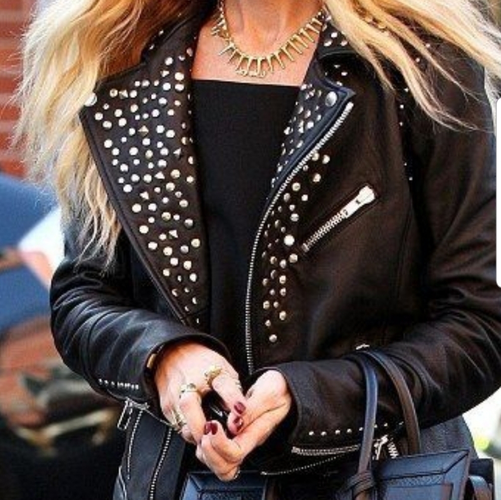 Rachel Zoe Black Studded Leather Size 4 Jacket NWT! - Picture 3 of 8